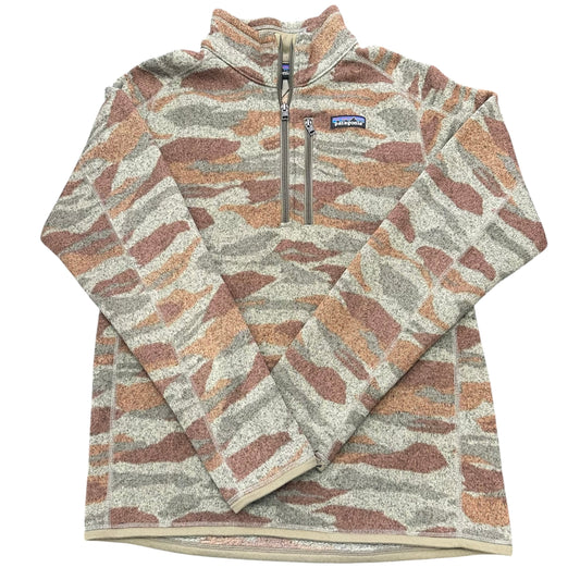 PATAGONIA GREEN BROWN CAMO PRINT QUARTER ZIP 100 MEDIUM