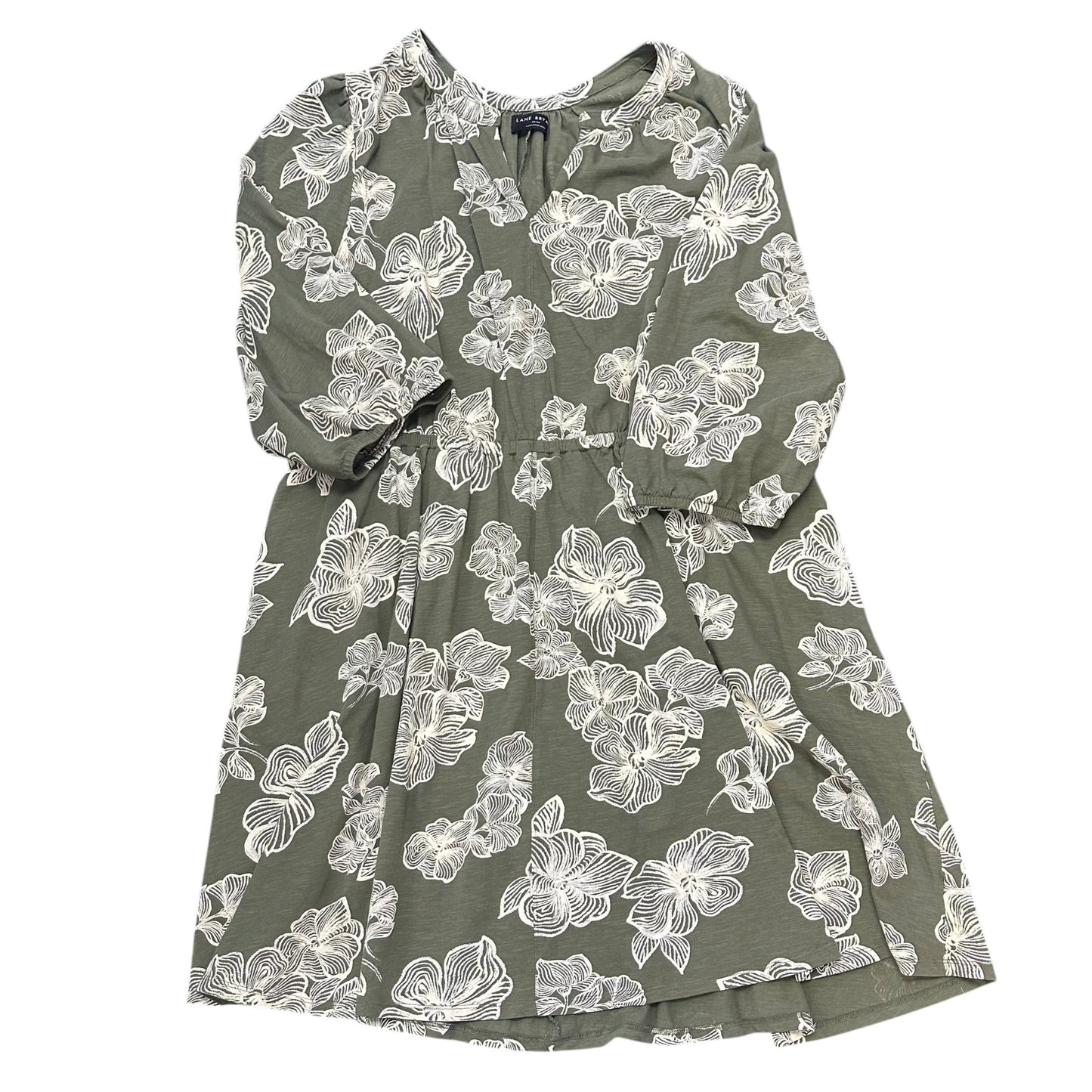 LANE BRYANT GREEN BEIGE FLORAL DRESS 123 SZ 22/24