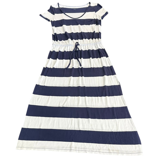 CASLON NAVY WHITE STRIPED MAXY SHORT SLEEVE DRESS 249 MEDIUM