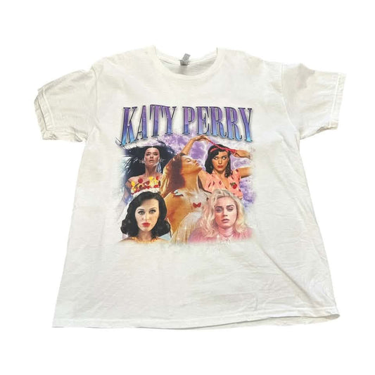 KATY PERRY WHITE GRAPHIC T-SHIRTS 100 LARGE