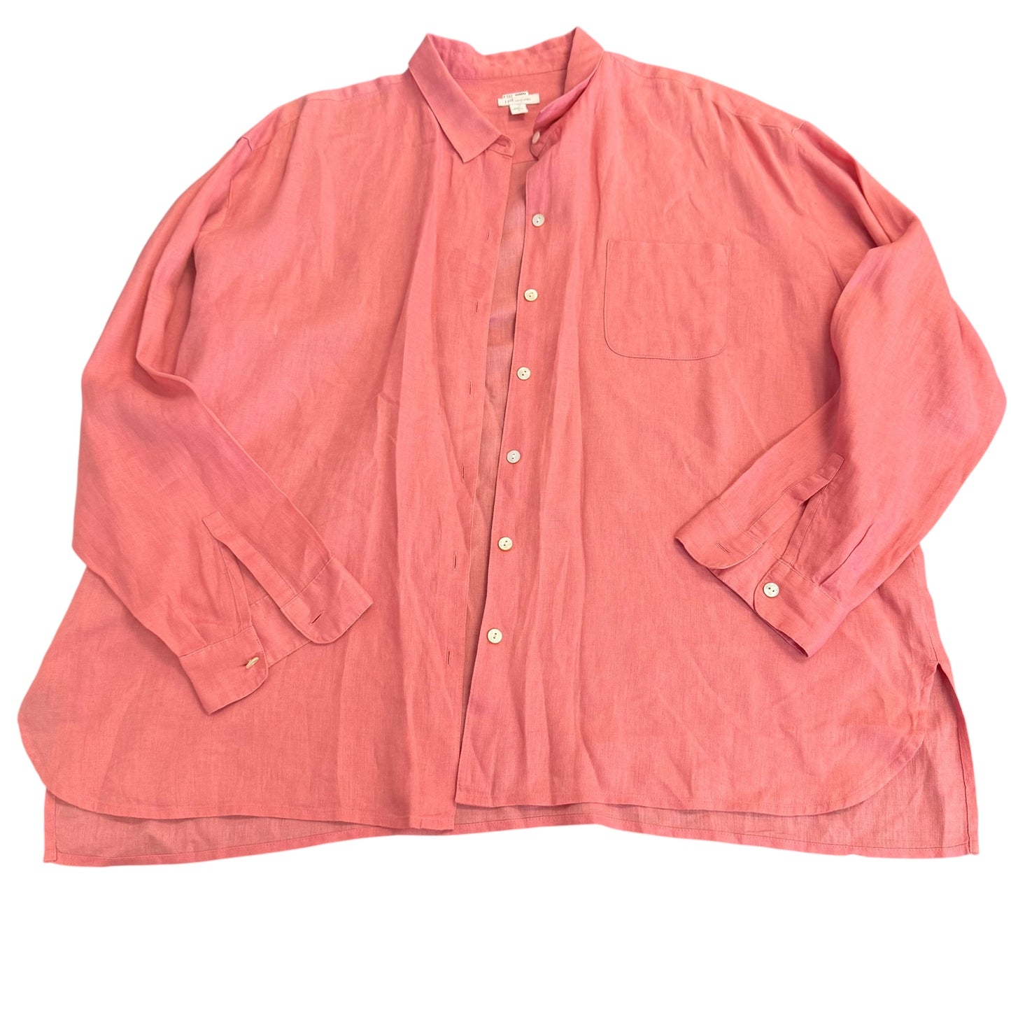 J JILL LINEN CORAL BUTTON UP BLOUSE 100 XL