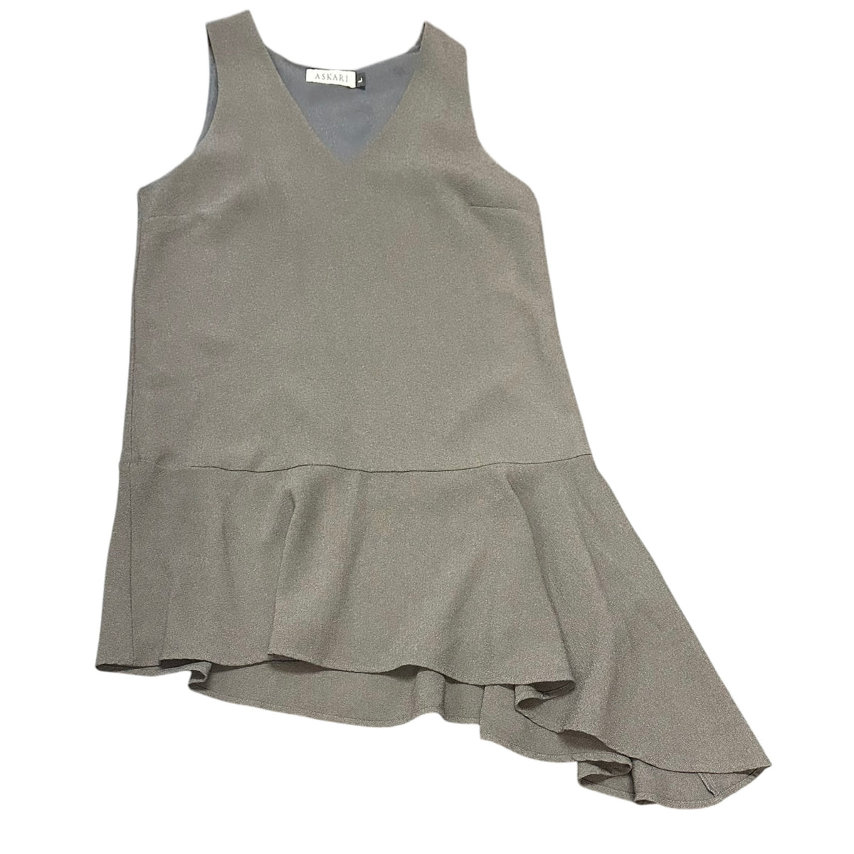 ASKARI GRAY DRESS RUFFLE HEM 206 LARGE