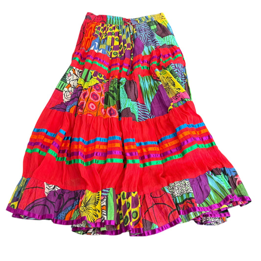 VINTAGE CRINKLED MULTI COLOR SKIRT 100 L/XL