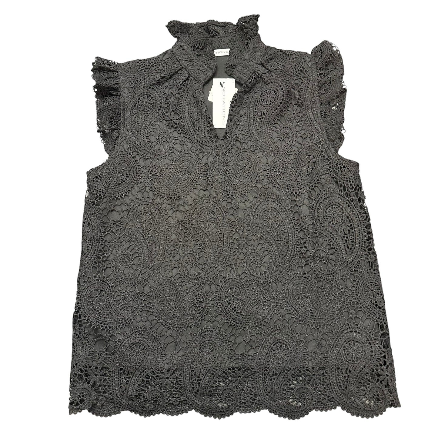 NOTATIONS BLACK CROCHET BLOUSE NWT 143 SMALL