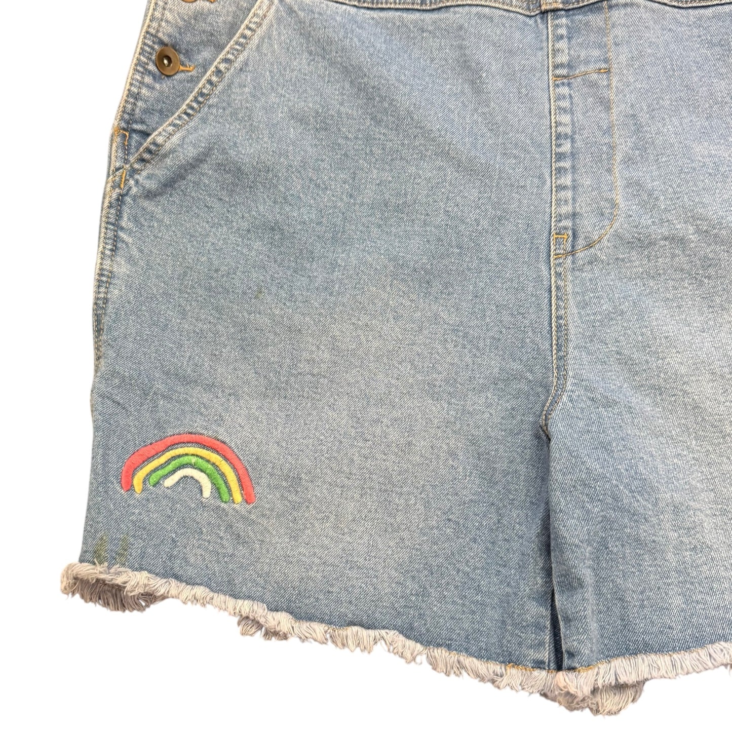 DENIM BLUE SHORTALLS RAINBOW QUEEN 100 LARGE