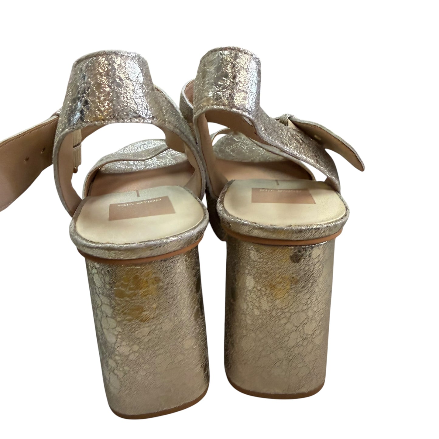 DOLCE VITA GOLD PLATFORM LEATHER SANDALS HEELS 123 SZ 10