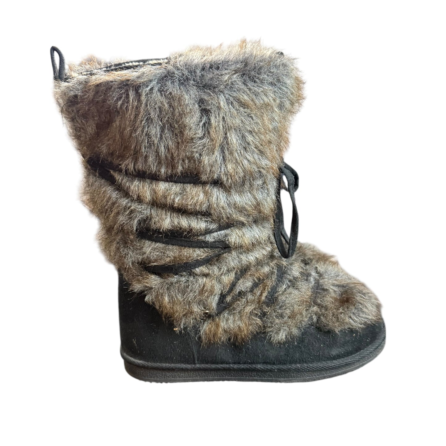 JUST FAB FAUX FUR WINTER BOOTS BLACK 241 SZ 9