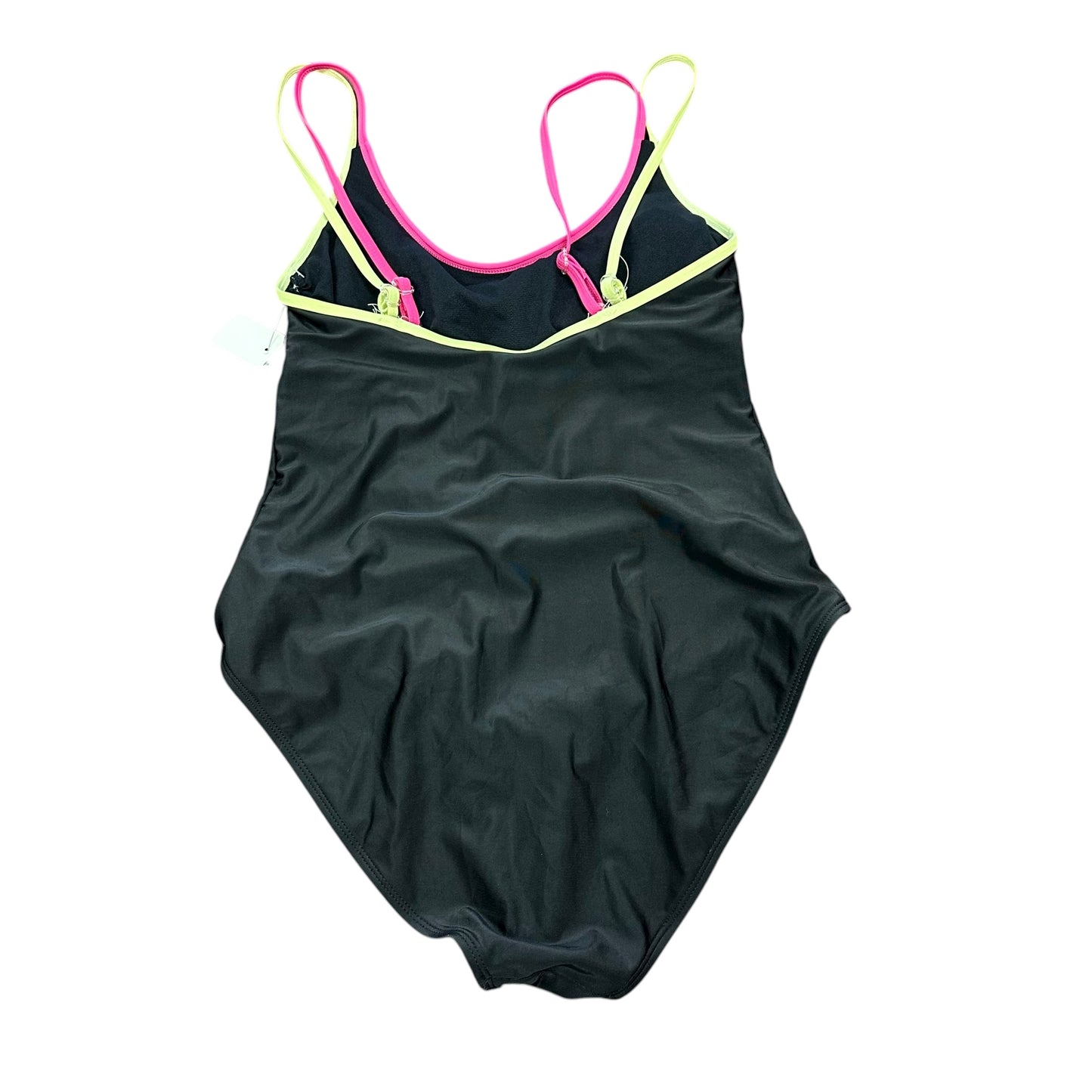 NOBO MULTI STRAP ONE PIECE BLACK SWIMSUIT PINK YELLOW 100 LARGE