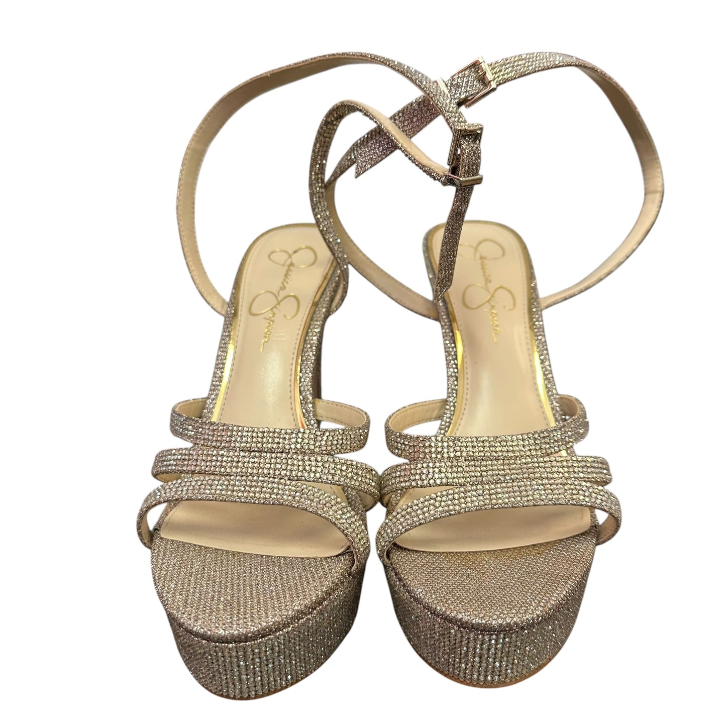 JESSICA SIMPSON RHINESTONE HEELS 143 SZ 9.5