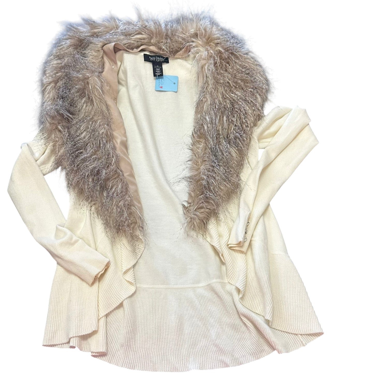 WHBM BEIGE OPEN CARDIGAN FAUX FUR Y2K 100 SMALL