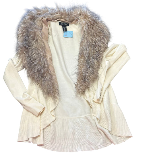 WHBM BEIGE OPEN CARDIGAN FAUX FUR Y2K 100 SMALL