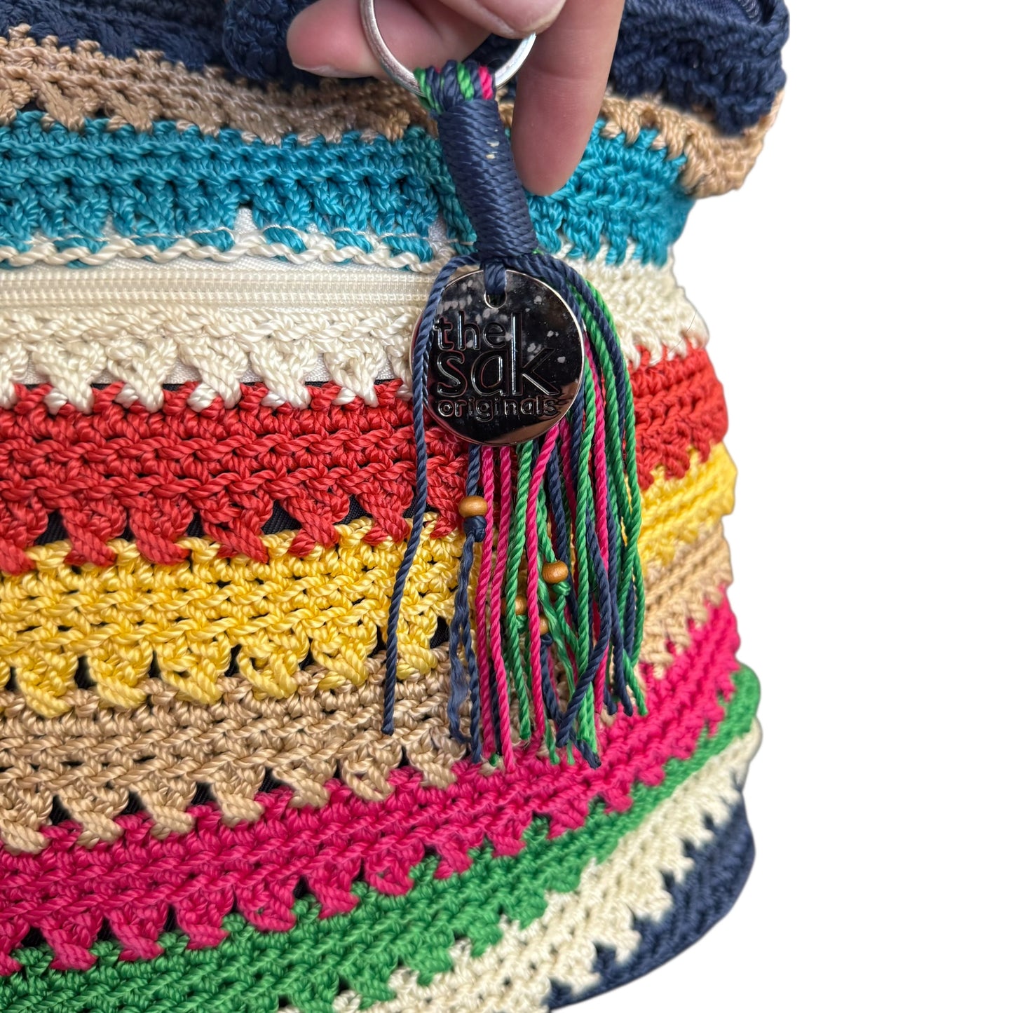 THE SAK RAINBOW STRIPE CROCHET SMALL HOBO SHOULDER BAG 258 OS