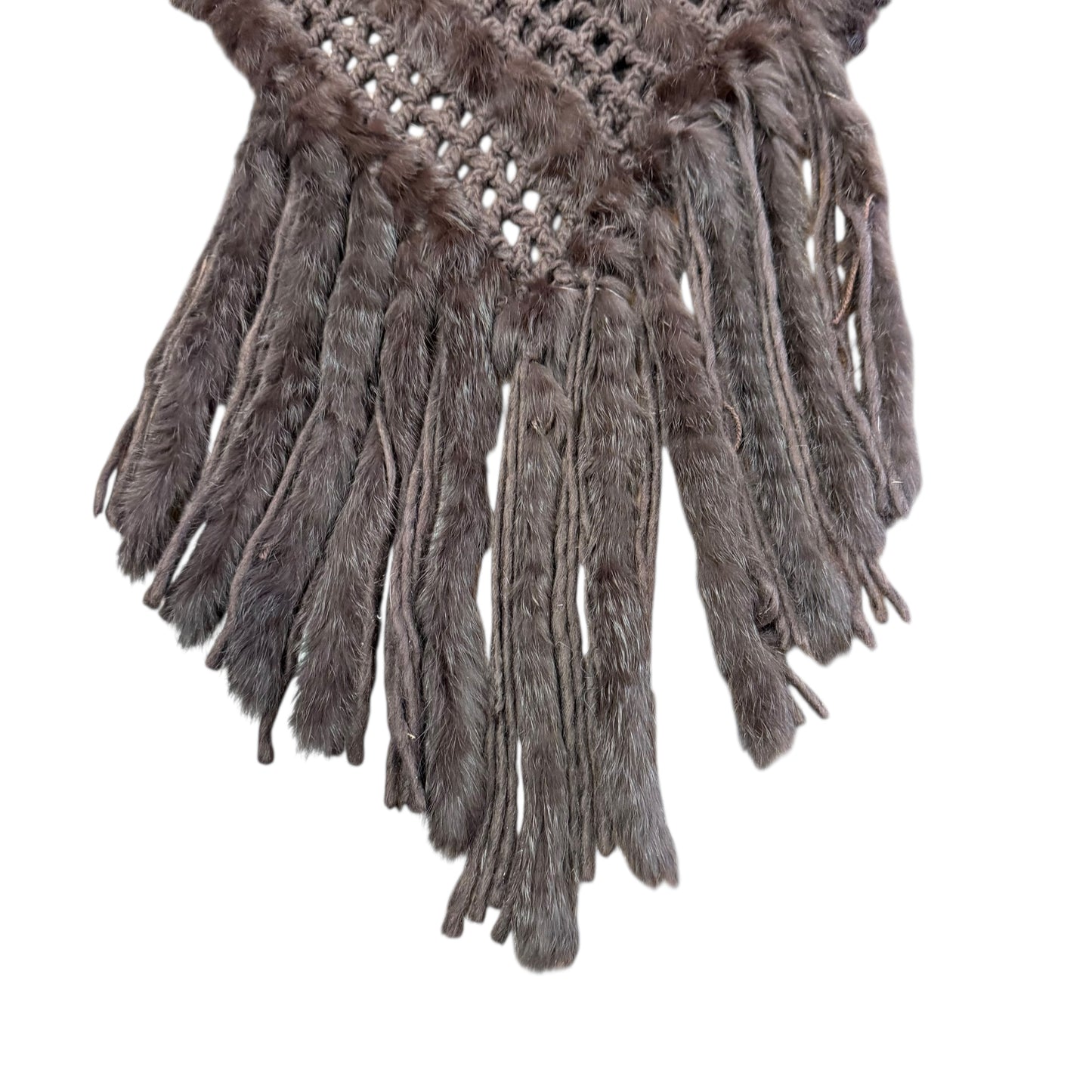 BROWN WOVEN FAUX FUR SCARF SHAWL FRINGE TRIM 100 ONE SIZE