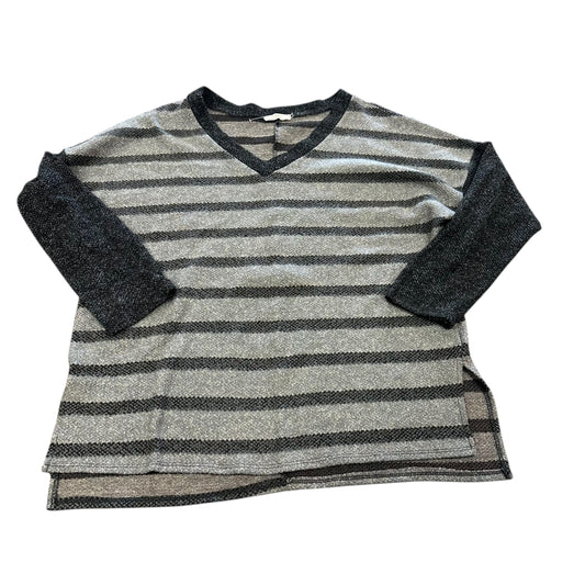 AGAIN GRAY BLACK STRIPED SWEATER 128 1XL