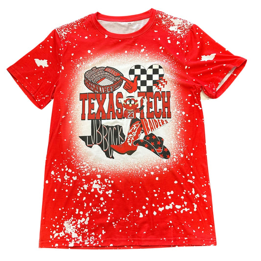RED TEXAS TECH BLEACH T-SHIRT 244 MEDIUM