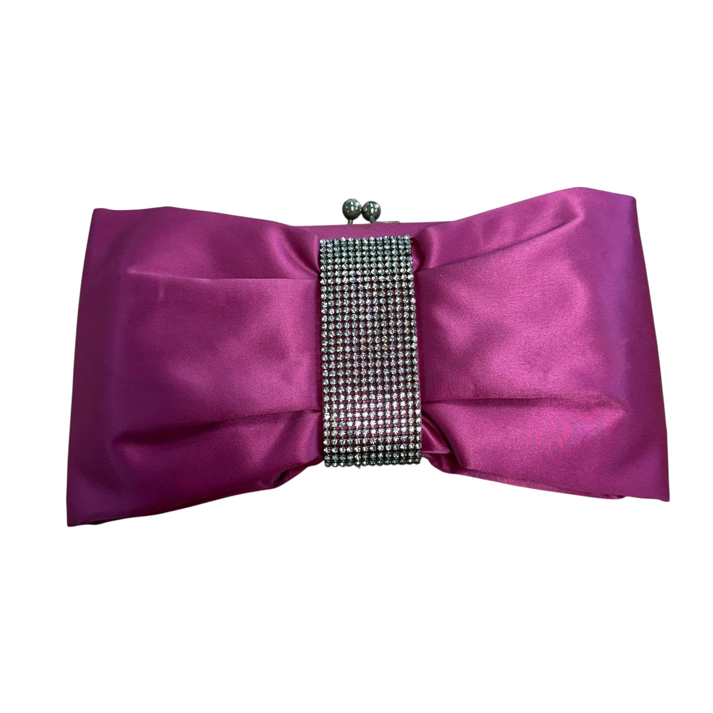 FRANCHI PINK SATIN BOW HANDBAG RHINESTONE 249