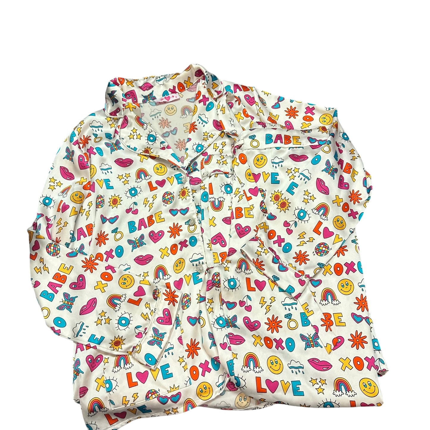BUDDY LOVE WHITE SATIN DOPAMINE PAJAMA SET 288 MEDIUM