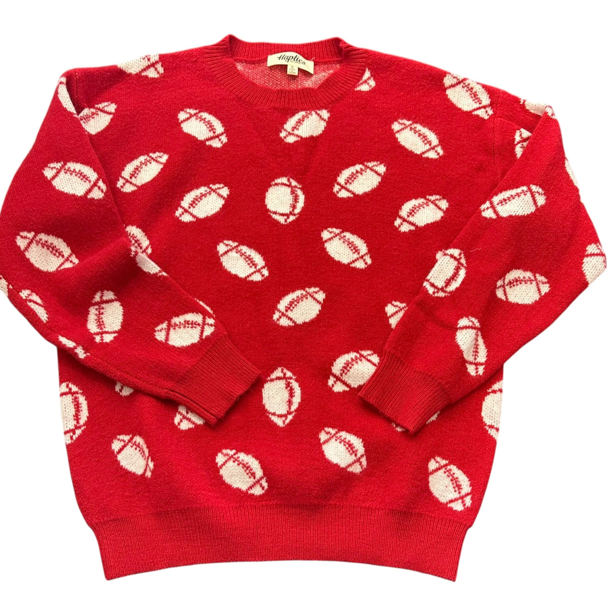 HAPTICS RED WHITE FOOTBALL SWEATER NWOT 296 SMALL