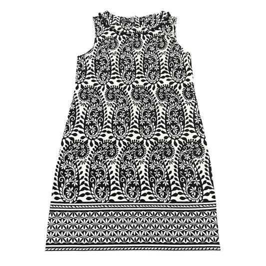 TALBOTS BLACK WHITE PAISLEY DRESS 100 LARGE PETITE