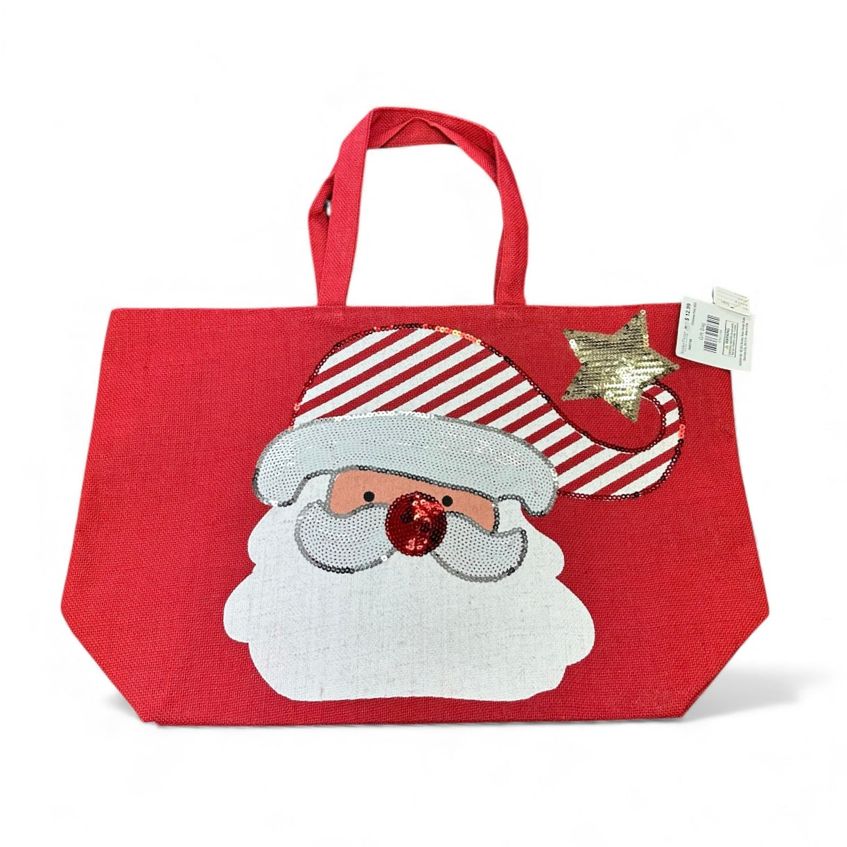 RED SANTA CHRISTMAS BURLAP BAG 100 NEW