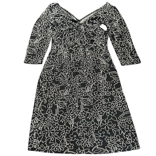 LONDON TIMES BLACK FLORAL FAUX WRAP MIDI DRESS 289 SZ 10