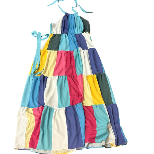 JESS LEA TIERED COLORFUL HALTER DRESS 100 MEDIUM