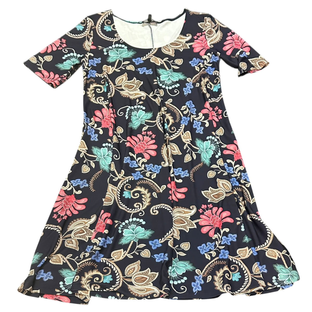 LBISSE NAVY FLORAL DRESS MADE IN THE USA 100 LARGE