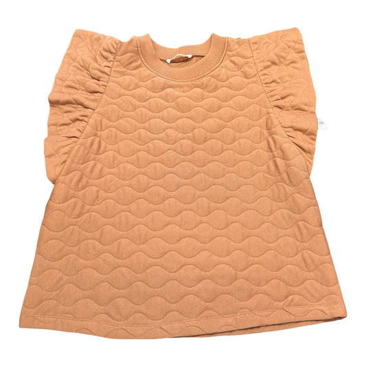 CES FEMME BROWN QUILTED FLUTTER SLEEVE TOP 100 LARGE