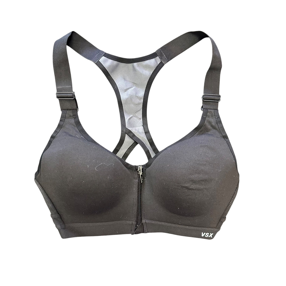 VSX SPORT BRA BLACK GRAY FRONT ZIP 249 32C