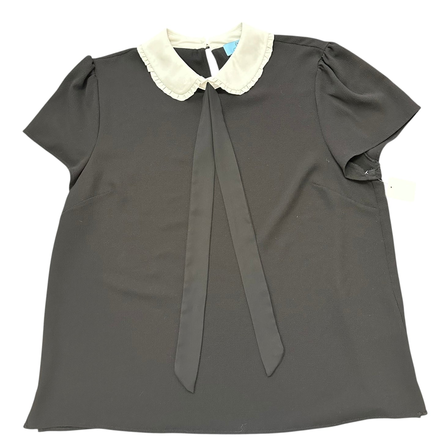 CECE BLACK BLOUSE WHITE COLLAR 100 LARGE