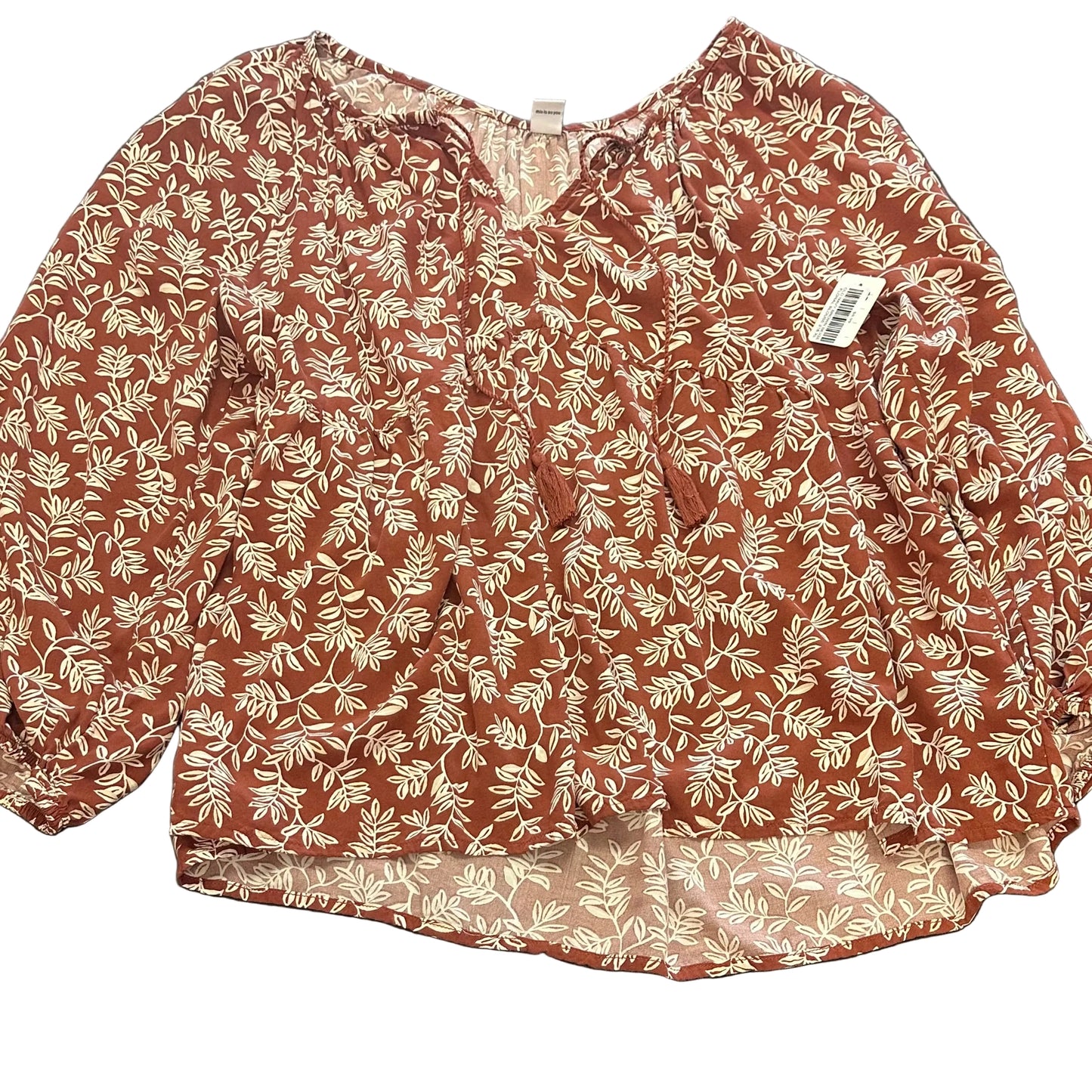 OLD NAVY BROWN BEIGE FLORAL BLOUSE 218 XL