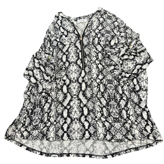 CALVIN KLEIN BLACK WHITE SNAKESKIN BLOUSE 100 3X