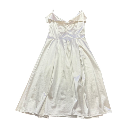MUXXN WHITE SATIN MIDI FIT FLARE DRESS 141 XL