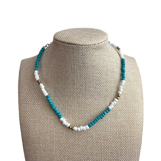 TURQUOISE WHITE CHOKER NECKLACE