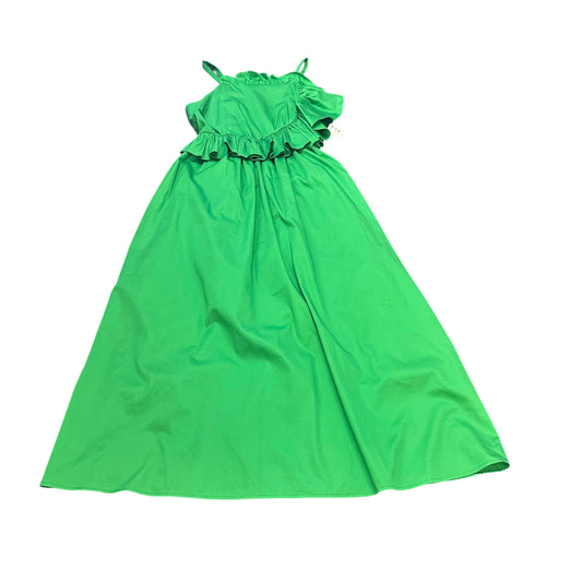 CROSBY BY MOLLIE BURCH GREEN MIDI DRESS RUFFLE 249 MEDIUM