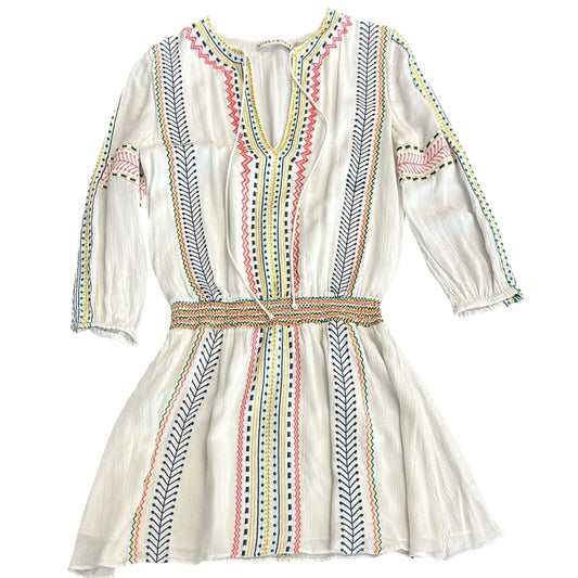 ALICE & OLIVIA WHITE GAUZE EMBROIDERED DRESS SZ 0