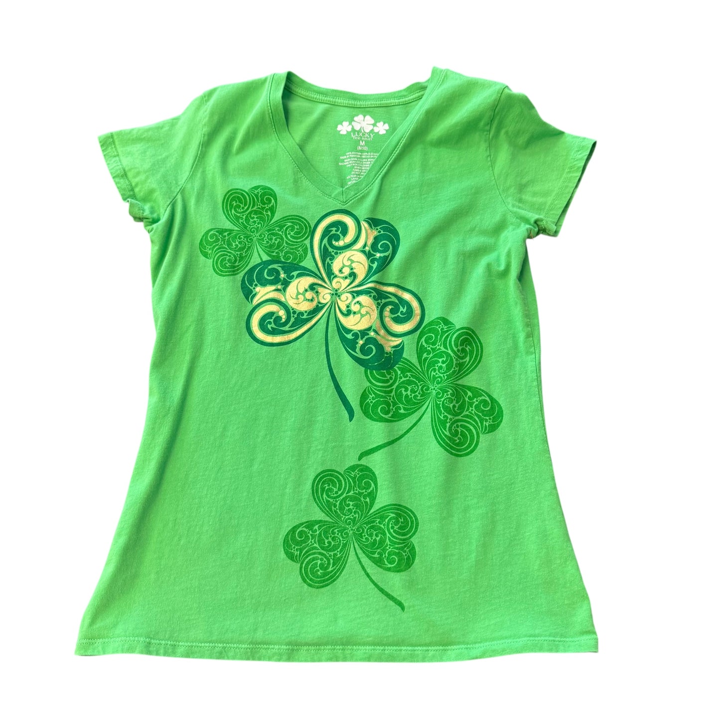 GREEN CLOVER V NECK TEE 100 MEDIUM