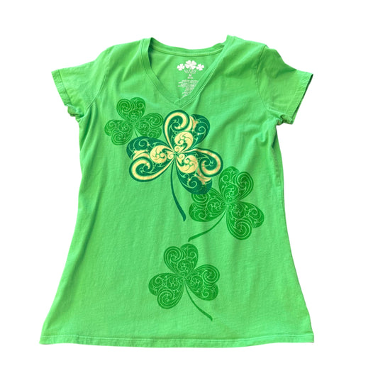 GREEN CLOVER V NECK TEE 100 MEDIUM
