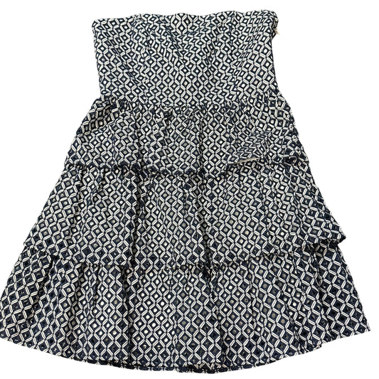 WHITE HOUSE BLACK MARKET NAVY STRAPLESS RUFFLE DRESS 100 SZ 8