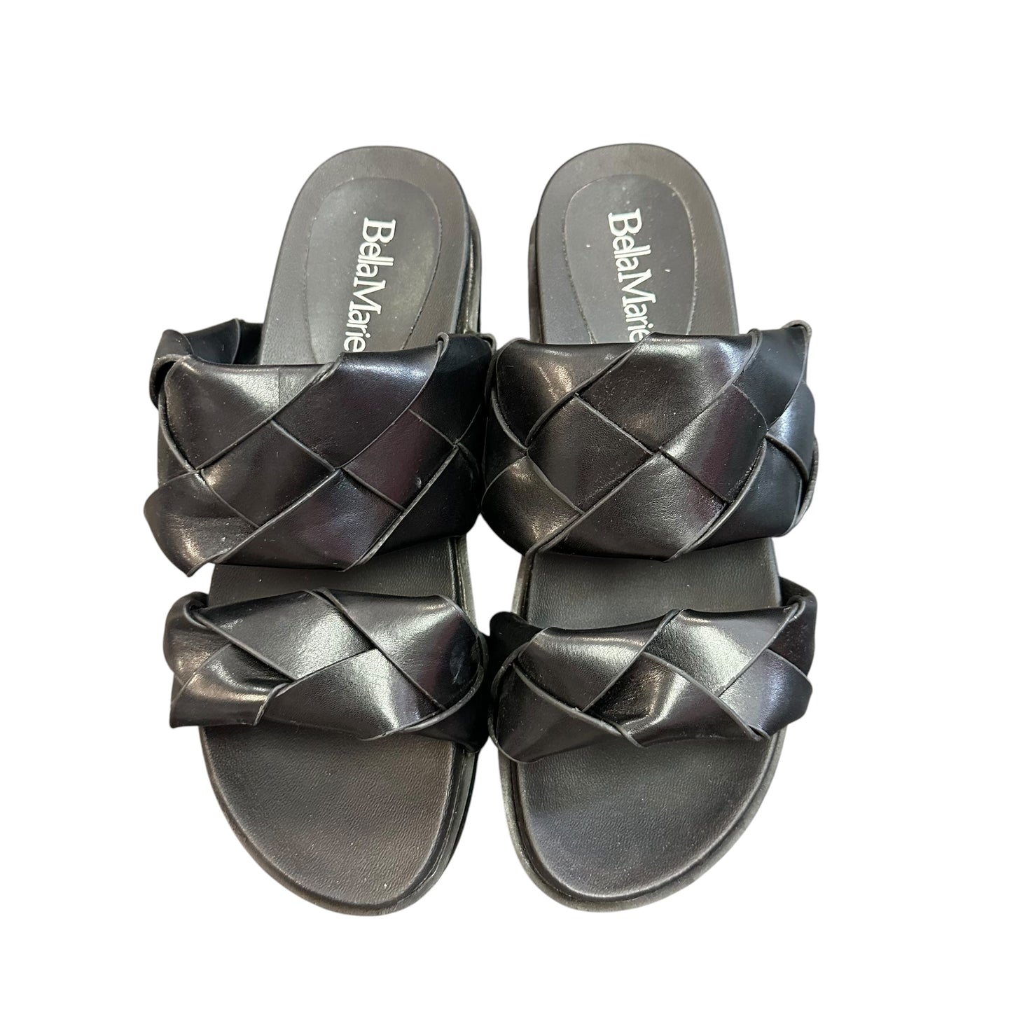 BELLA MARIE BLACK BRAIDED PLATFORM SANDALS 122 SZ 8
