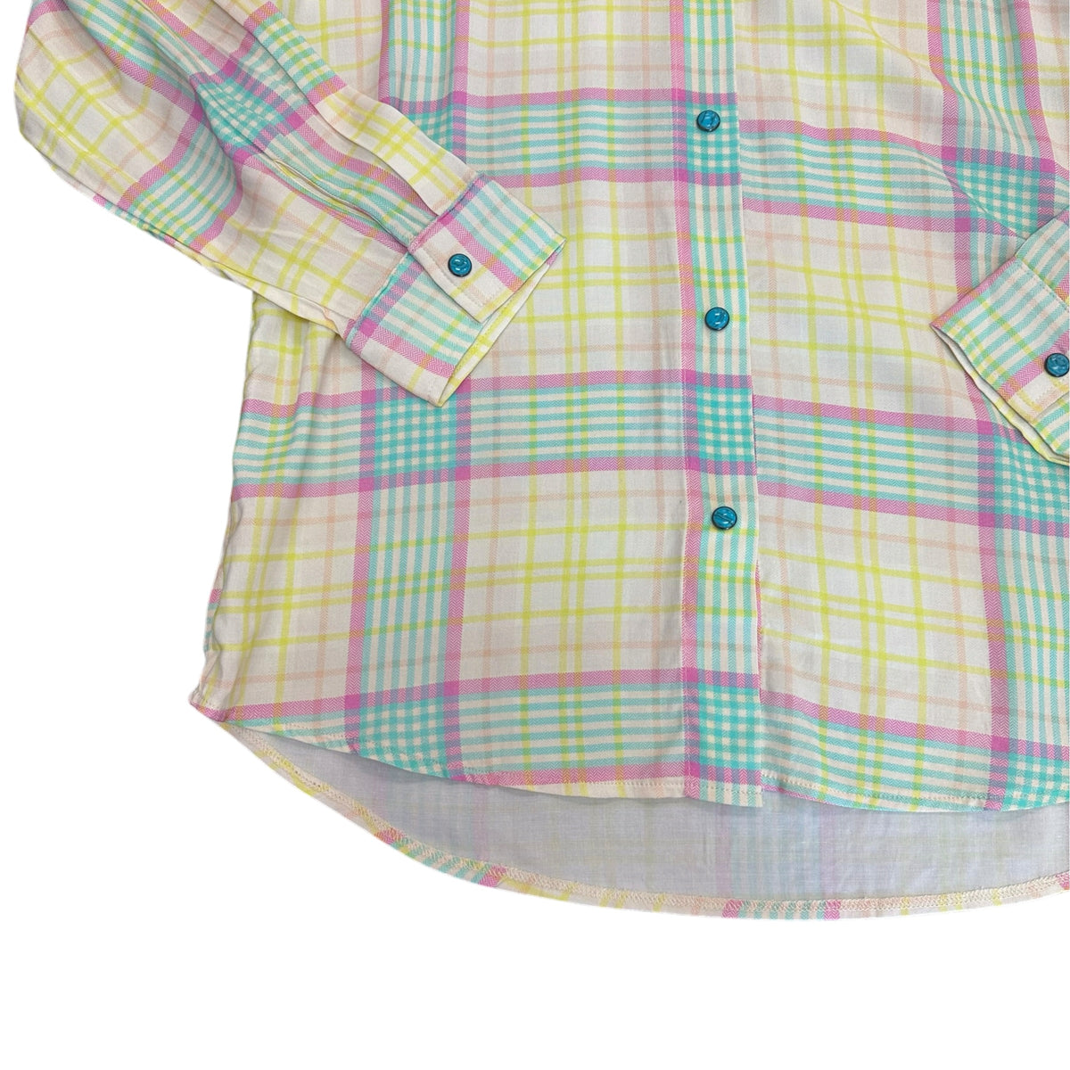 TWO 2 FLY COLORFUL PLAID SNAP BUTTON UP BLOUSE NWT 298 SMALL