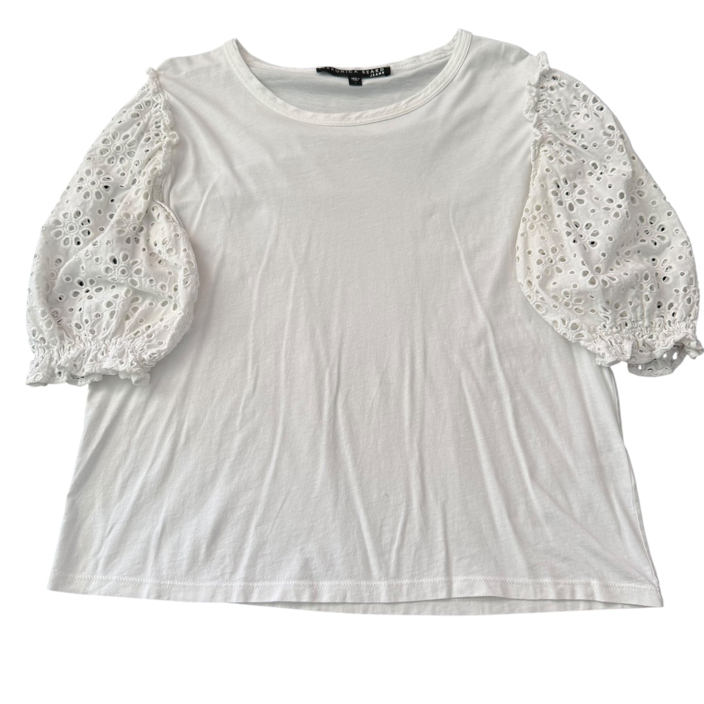 VERONICA BEARD CORALEE EYELET PUFF SLEEVE WHITE BLOUSE 249 LARGE