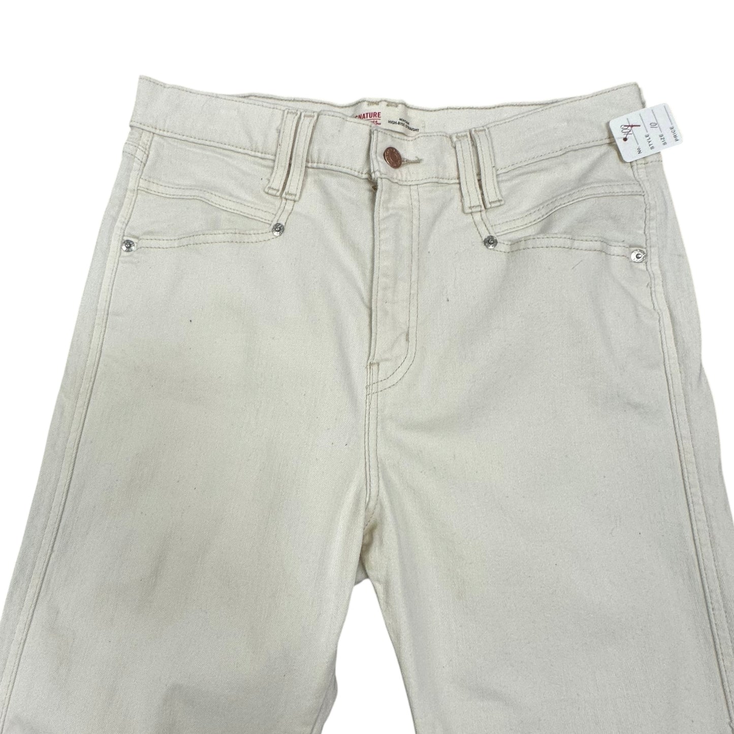 LEVI STRAUSS SIGNATURE HERTIAGE HIGH RISE STRAIGHT BEIGE JEANS 100 SZ 10/30