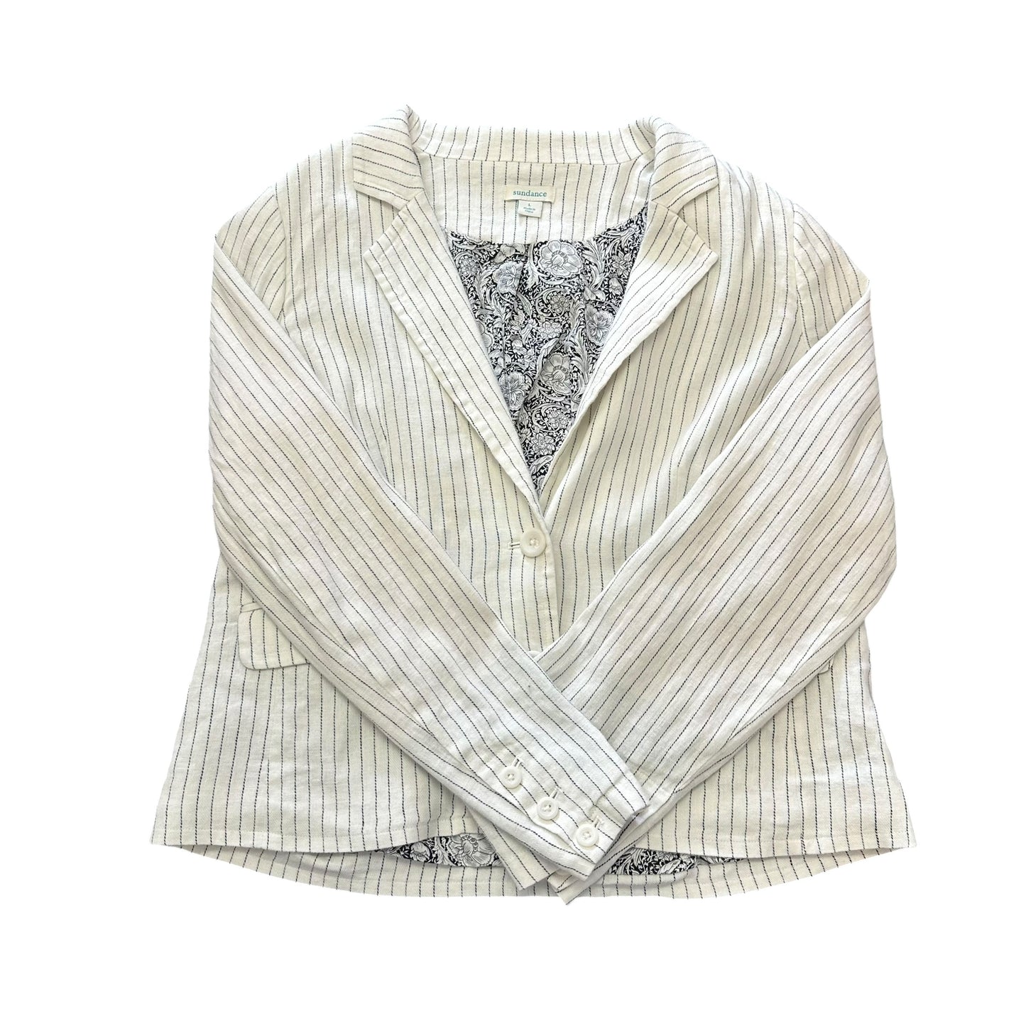 SUNDANCE WHITE PINSTRIPED CROPPED BLAZER 200 LARGE