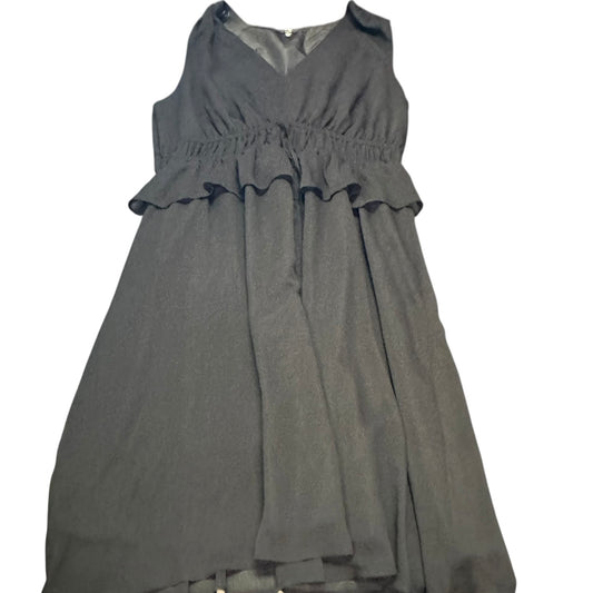 TERRA & SKY BLACK CHIFFON MIDI DRESS 100 2X
