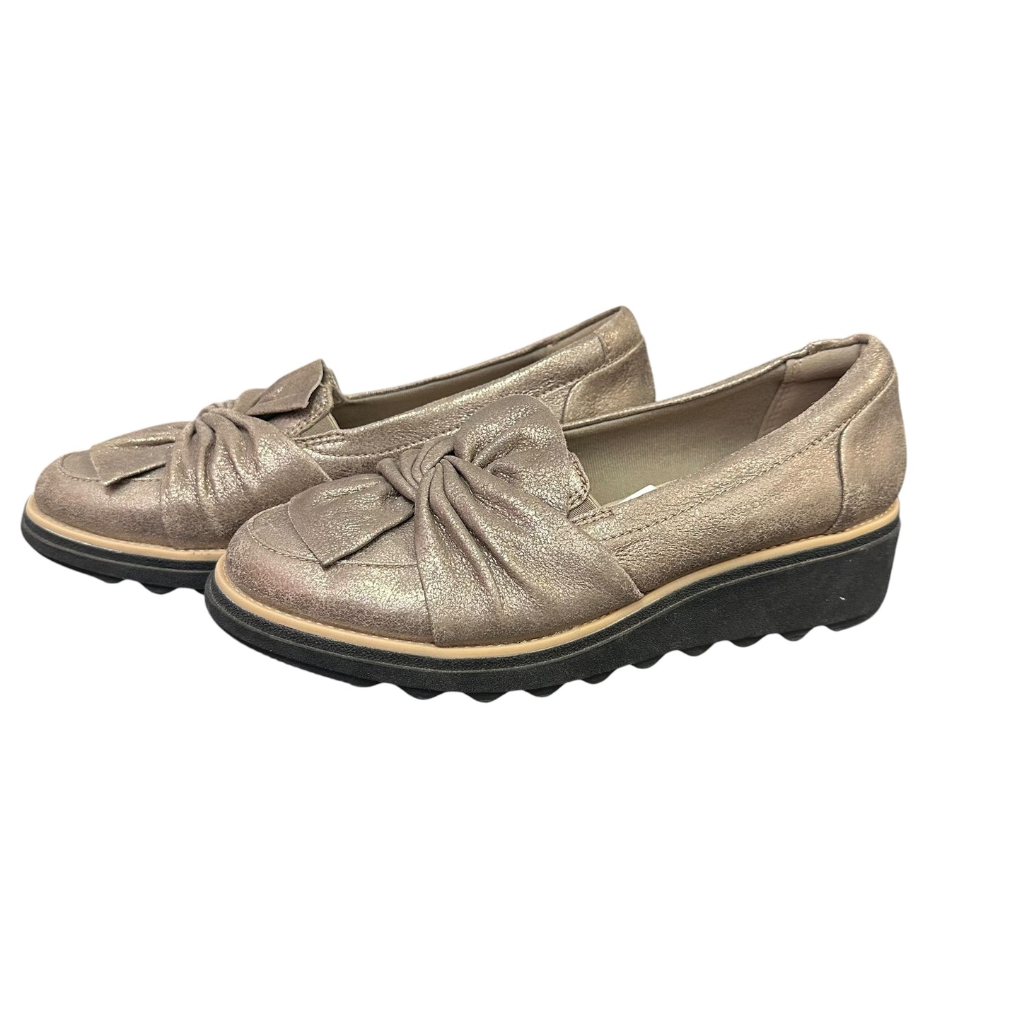 CLARKS COLLECTION METALLIC GOLD WEDGES 44 SZ 6