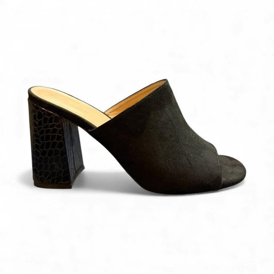 SHU SHOP BLACK SUEDE GAIA HEELS SZ 8
