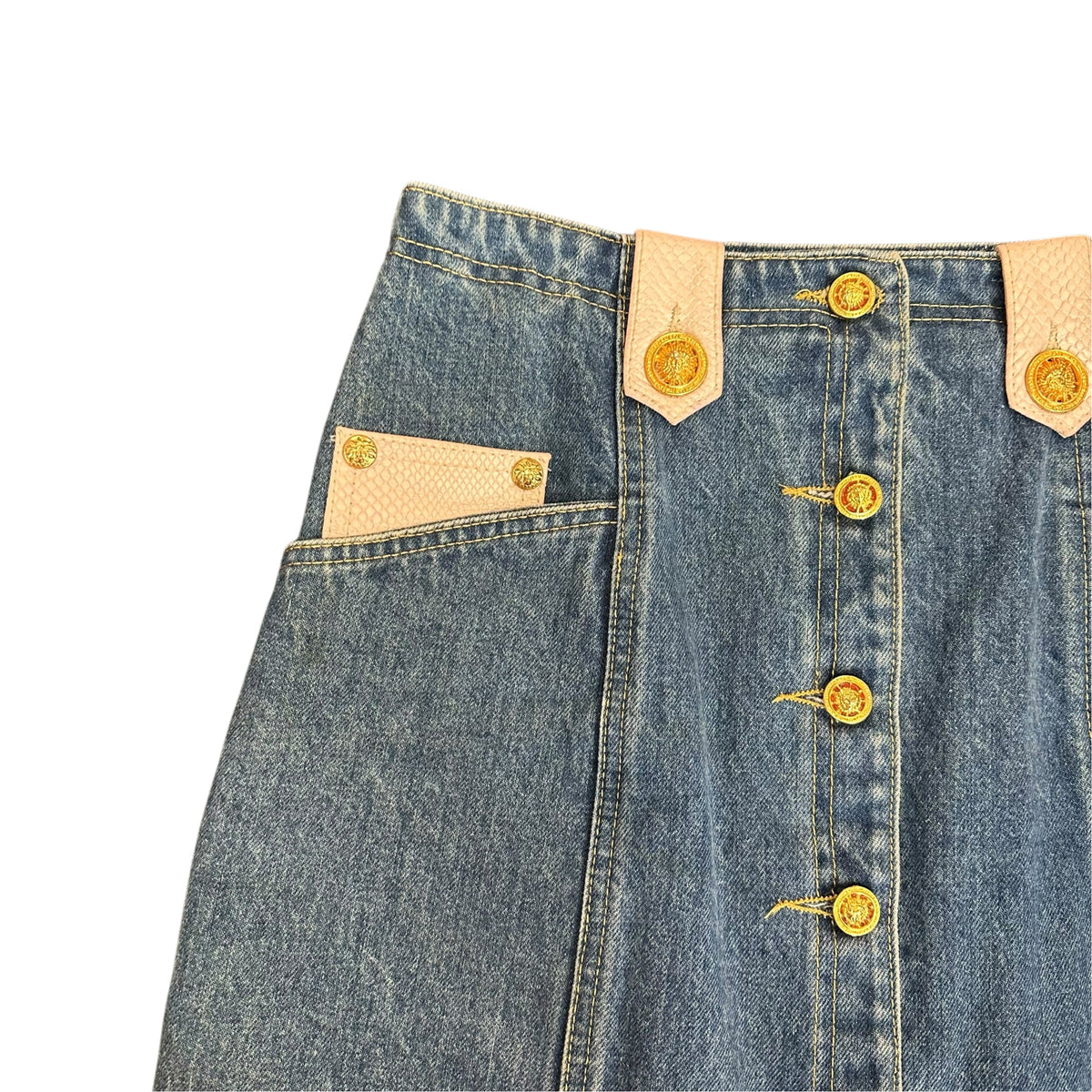 ST MAARTEN BLUE DENIM BUTTON FRONT SKIRT VINTAGE TEXAS 289 SMALL
