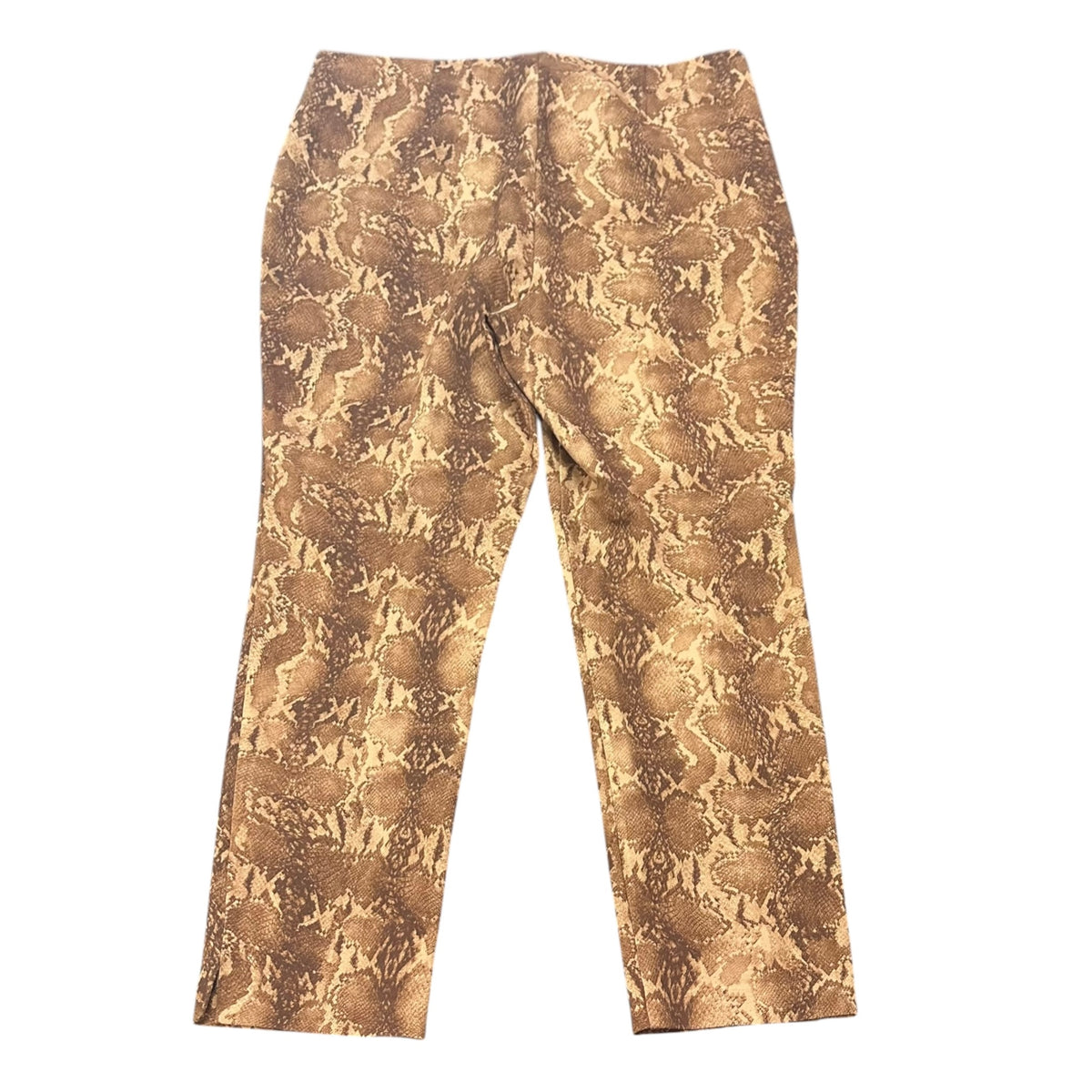 CHICOS BROWN SNAKESKIN PULL ON TROUSERS TUMMY CONTROL 11 SIZE 12