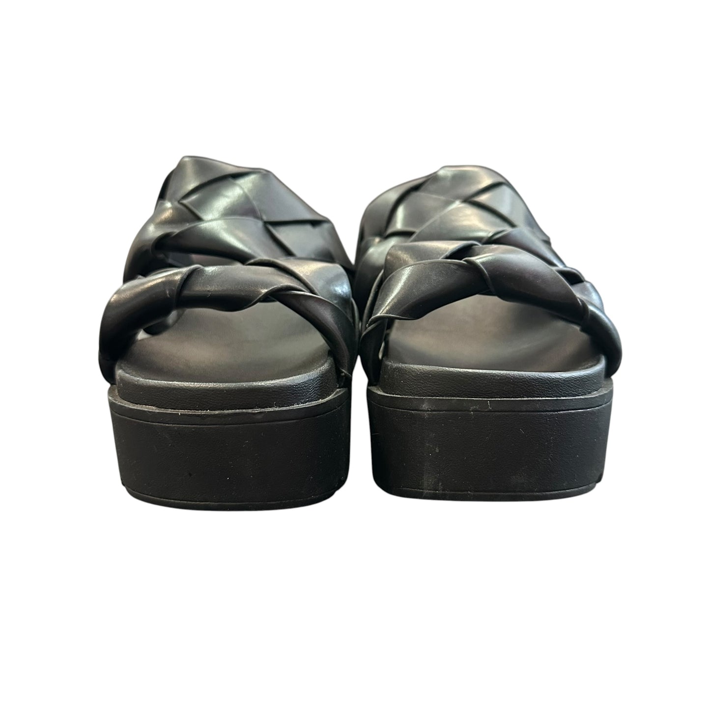 BELLA MARIE BLACK BRAIDED PLATFORM SANDALS 122 SZ 8